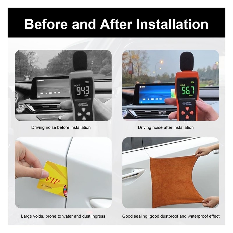Double Layer Car Door Seal Strip 52.5ft, B-Shape Rubber Weather