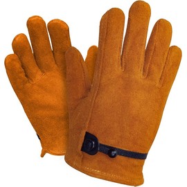 Hocoi Moa Kids Leather Work Gloves for Toddlers Age 5-7 – Sheepskin & Cowhide Gardening Gloves, Adjustable Strap, Non-Slip Brown