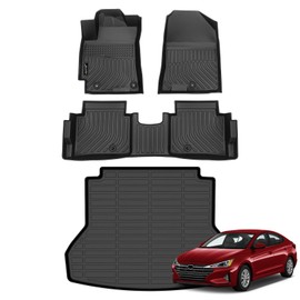 Jenofa-Floor Mats for Hyundai Elantra 2017-2020 Car Mats for Elantra All Weather Floor Liner Cargo Mat Custom Fit Automotive Non-Slip Waterproof Elantra Full Set Accessories 2020