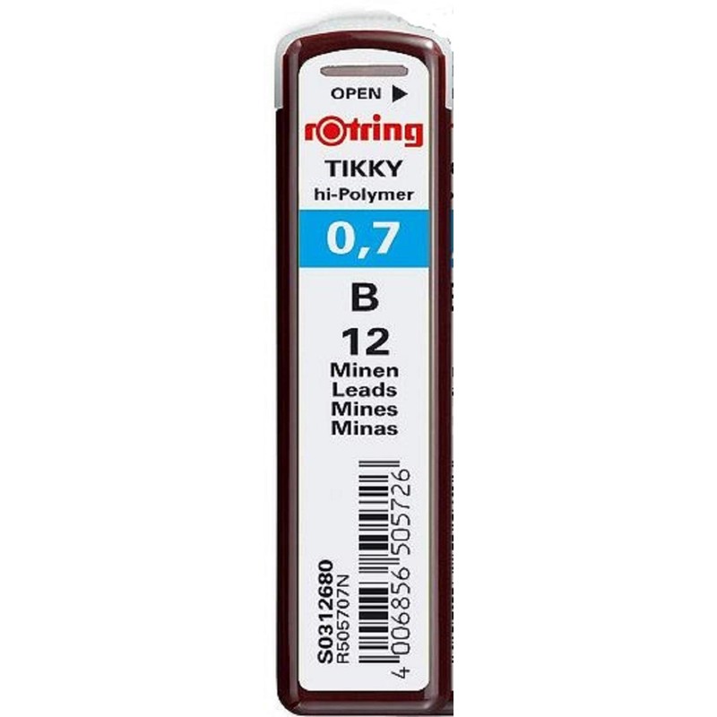 Rotring Tikky Mechanical Pencil Lead 0.7mm B, 12 Lead (R505