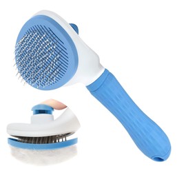 ManLinKei Self Cleaning Slicker Brush, Cat Brushes for Indoor Cats, Dog Cat Bunny Pet Grooming Shedding Brush -Blue