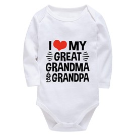 I Love My Great Grandma And Grandpa Coming Home from Hospital Outfit Girl Long Sleeve Boys Coming Home Outfit Newborn White