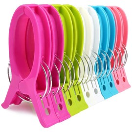TOKERD Pack of 10 Extra Large Beach Towel Clips XXL Clothes Pegs Beach Towel Clips Plastic Clips Jumbo Size Towel Clips for Beach Pool Daily Laundry, Heavy Bath Towel