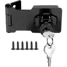 ZiYuya Hasp Lock with Keys, Padlock Shed Lock Gate Latch Door Bolt Lock Drawer Cupboard Locks Twist Knob Locking Hasp Keyed Locking Closet Latch Bolt Door Lock Black (Black - 1 Pack, 2.5 Inch)
