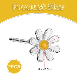 Sunshine Sunflower Daisy Flower Earring 925 Sterling Silver Daisy Stud Earrings, for Women Girls Jewelry Gifts Pretty Floral Piercing Earrings