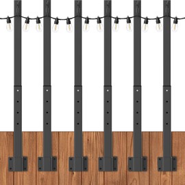 zoegi 6 Pack 2.8FT String Light Poles,Light Poles for Outside Lights,Outdoor Brackets Hanging Lights,Metal Stand for Deck Patio,Backyard,Wedding,Deck,Party