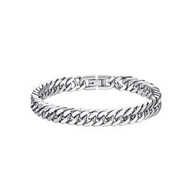 Richsteel Cuban Chain Bracelet Jewellery Womens Stainless Steel Silver Braclets Curb Bracelets for Women Men