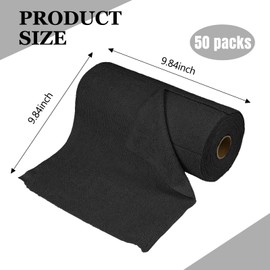 wuyaoyao 50PCS Microfiber Cleaning Cloth Roll, 10"×10" Tear Away Microfiber Towels, Reusable Washable Cloth Paper Towels, Multi-Purpose Cleaning Rags for Car Home Kitchen Garage Shop (Black)
