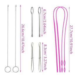 DHSWNNG Pull-Through Needle Set, 14 Pieces Threading Aid Needle Threader Elastic Band Drawstring Needles Threader Bodkin Flexible Needle Threader for DIY Sewing Craft Supplies Sewing Accessories