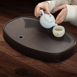 Detachable Bamboo Tea Tray, Chinese Gongfu Tea Tray, Serving Tray with Water Storage, Easy to Clean Bamboo Tea Table Tea Box Tea Set for Home Office, Japanese Tea Gift Set, 2400ML Large Capacity