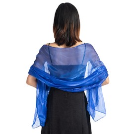 NiceYnn Chiffon Organza Scarf Evening Dresses Women Plus Size 170 x 72 cm Sheer Smooth Silky Scarf Wedding Formal Party Royal Blue One Size, royal