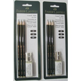 Faber-Castell 6 PENCILS- 2 ART SETS FABER CASTELL 9000 GRAPHITE ARTIST DRAWING PENCIL 2B 4B 6B