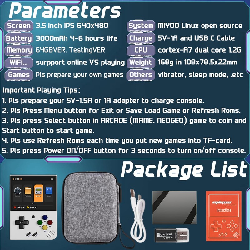 Miyoo Mini Plus Handheld Game Console 3.5-inch 640*480 IPS Screen