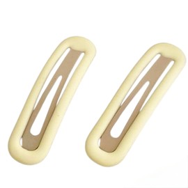 2 Pcs 2.5 Inch Matte Metal Snap Hair Clips Grips Hair Barrettes Rectangle BB Clips Pins for Girls, Women, Hair Accessories, keep loose hairs bangs and flyaways away from face (Yellow)