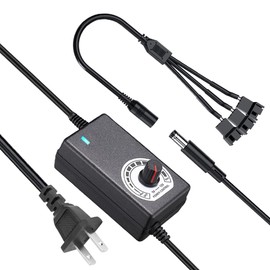Delinx Triple 3-Pin and 4-Pin PC Fan Power Adapter, 12V Fan Speed Controller,100-240vAC to 3-12vDC Adjustable Power Supply
