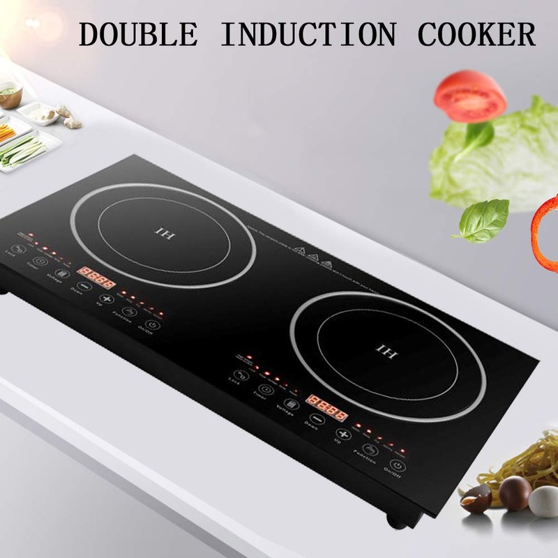 DYRABREST Electric Dual Induction Cooktop,Countertop Double Burner with Adjustable Temperature-Portable