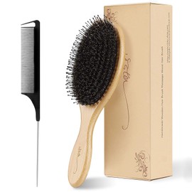 Vista Boar Bristle Bamboo Bristle Detangling Hairbrush for Women Men and Kids, Reduce Frizz and Hair Breakage