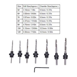 8pcs/set Countersink Drill Bit Countersink Bit Screw Set High Speed Steel Countersink Woodworking Reamer