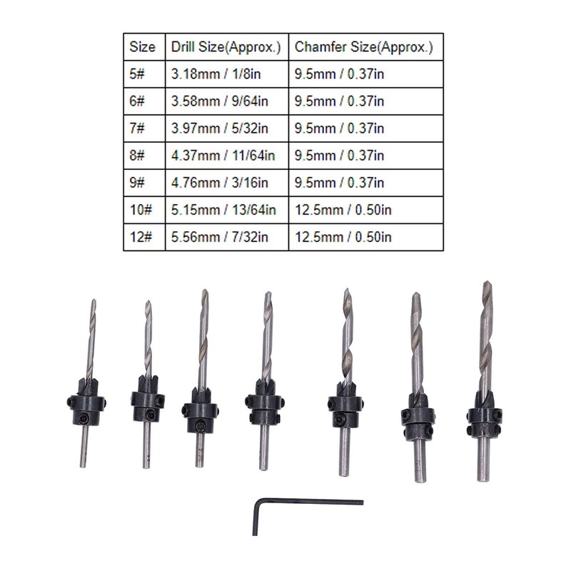 8pcs/set Countersink Drill Bit Countersink Bit Screw Set High Speed
