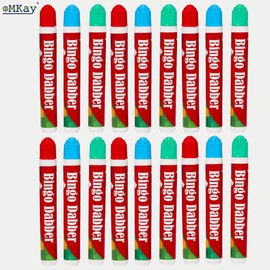 eMKay® SIX Pack of 3 – Bingo Dabbers (TOTAL - 18) Non-Drip Dot Markers for Bingo Nights | Red, Blue & Green Dabber Pens for Bingo Books, Cards & Tickets | Great for Family Games, Parties & Nan Gifts