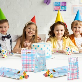 JamboRella Rainbow and Clouds Party Favor Bags 40PCS, Cute Cartoon Blue Bow Goodie Candy Treat Bags for Birthday Party Supplies