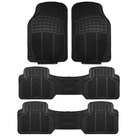 FH Group Car Floor Mats - Heavy-Duty Rubber Floor Mats for Cars, Universal Fit 3 Rows Full Set, Trimmable Automotive Floor Mats, ClimaProof Floor Mats, Floor Mats For SUVs, Truck Floor Mats Black