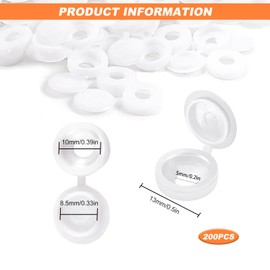 White Screw Caps Covers, 200 Pcs Plastic Hinged Screw Cover Caps White Folding Screws Heads Cover Cap for Covering Screws