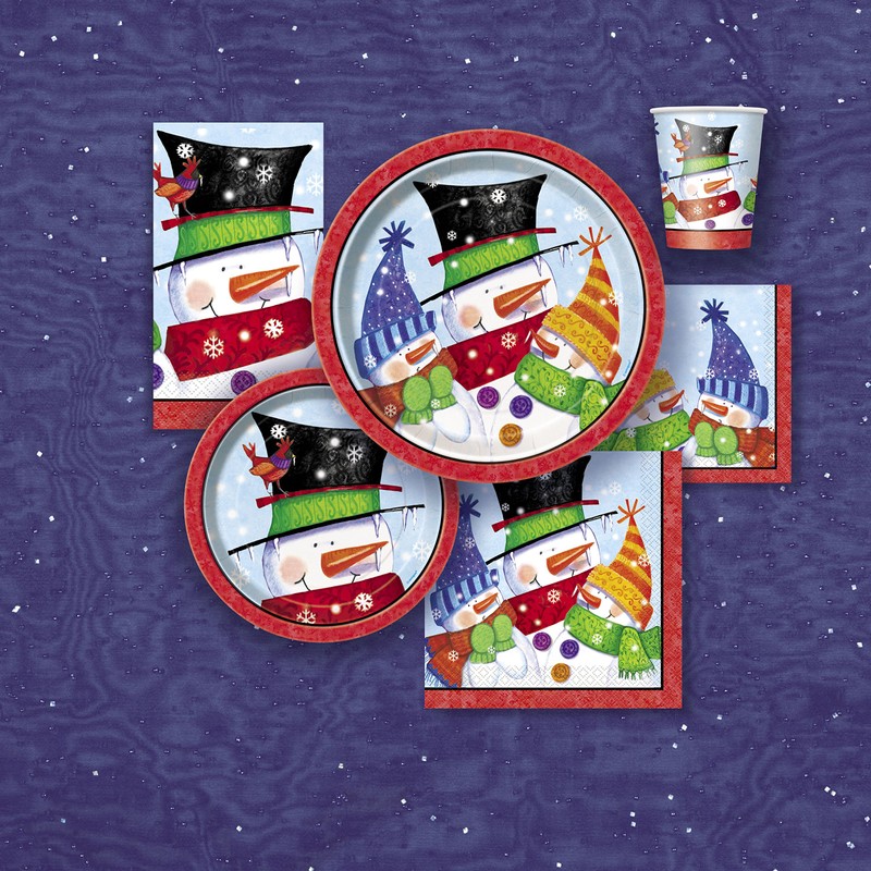 Unique Party 47625 - 23cm Snowman Buddies Christmas Party Plates,