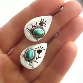 Unbranded 925 Silver Stud Dangle Drop Earrings Women Turquoise Wedding Party Jewelry Gifts