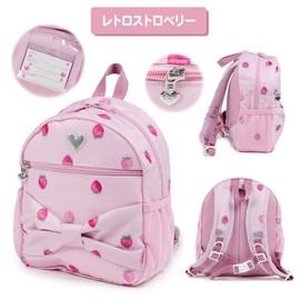 Mother Garden Children's Backpack, S Size, Retro Strawberry Pattern