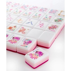 1 Set Minimum New Glitterville Custom Travel Mahjong Set 160 Engraved 4 Layer Acrylic Pink Luxury American Mahjong TilesSize: 1.24inch * 0.9inch * 0.63inch, Color: Ocean Green