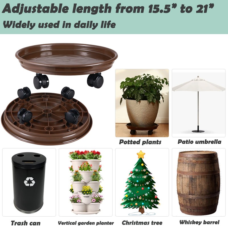 5 Packs Large Plant Caddy with PU Wheels 12" Rolling