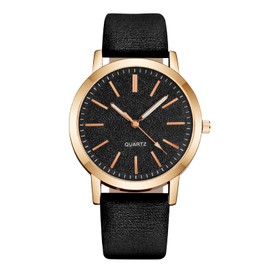 OFFCUP Women's Watch, Women's Analogue Quartz Watch with Leather Strap, Watches Women's Simple Business Classic Watch Casual Quartz Watch Dress Watch, 3 Hands, 39 mm Case Size, Black gold, Strap.