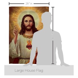 Feast of Sacred Heart of Jesus Flag Vintage American Flags for Outside House Wall Decor Home Religious Canvas Room Tapestry Faith Fathers Day Cemetery Decoration for Grave Yard Catholic Gifts