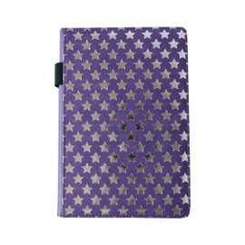 EJRange Notebook A5 Lined Note Pad- Padded Wipe Clean Cover Ruled Journal Notebooks Stationary, 192 Pages, Stars Design(Purple)