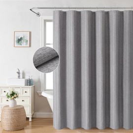 eachope Linen Textured Shower Curtain,Heavy Duty Fabric Shower Curtain Set with 12 Plastic Hooks,Luxury Waterproof Polyester Cloth Shower Curtains for Bathroom,72x72,Gray/Grey
