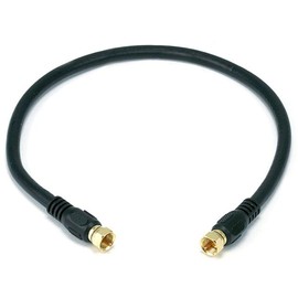 Monoprice Monoprice RG6 Quad Shield CL2 Coaxial Cable with F Type Connector for Television, 1.5Ft