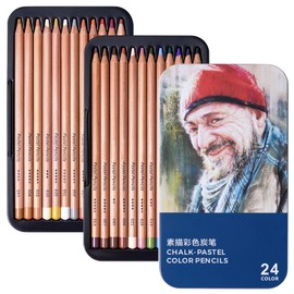 LIGHTWISH Professional Pastel Pencils for Artists set of 24 colors for Portrait Painting and more -ideal for mixed media layering, blending, and mark making as well as traditional paste painting