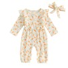 Geagodelia Newborn Baby Girl Easter Outfit Bunny Carrot Print Long