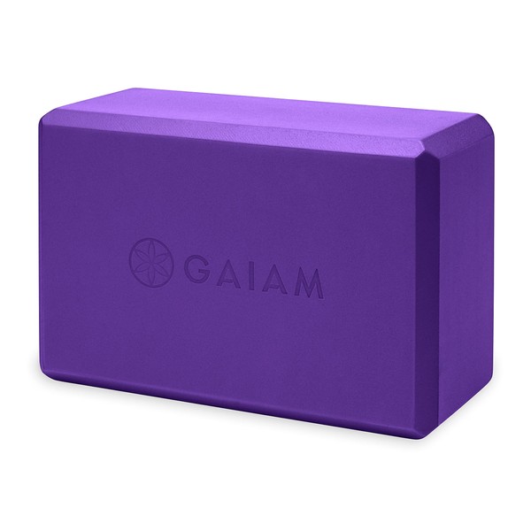 Gaiam Yoga Block - Supportive Latex-Free Eva Foam - Soft Non-Slip Surface with Beveled Edges for Yoga, Pilates, Meditation - Yoga Accessories for Stability, Balance, Deepen Stretches (Deep Purple)