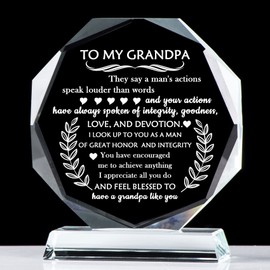 Movdyka Gifts for Grandpa from Grandchildren - Birthday for Grandpa Glass Keepsake, Best Presents for Grandpa Gifts for Grandparents Day