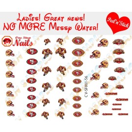 One Stop Nails San Francisco 49ers Clear Vinyl PEEL and STICK (NOT Waterslide) nail decals