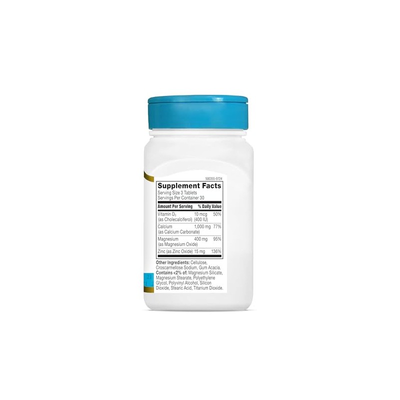21st Century Cal Mag Zinc d Tablets, 90 Count, Fuerza