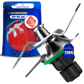 MONTERAL Set of Blade and Gasket for Vorwerk Thermomix TM6 Food Processor - Complete with Microfibre Cloth - Warranty 10 Years