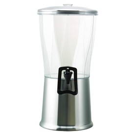 Service Ideas CBDRT3SSHF Beverage Dispenser with Hands free Spigot, Round, 3 Gallon with Plastic Container and Optional Infuser Tube, Stainless Steel Base and Lid, NSF certified
