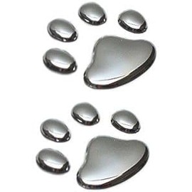Car Accessories JP-5WZ0-FN77 Car Sticker Paw Print 2 Pieces 3D Chrome Colours Merchandise Products Car Sticker (Car and Motorcycle)