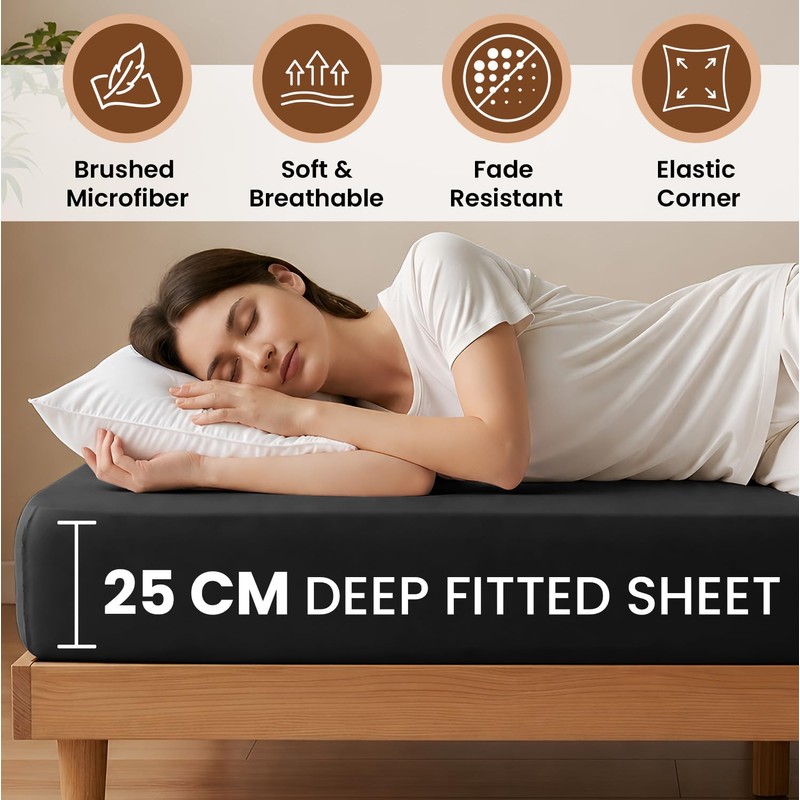 Hafaa King Size Fitted Sheets – Easy Care 25 cm