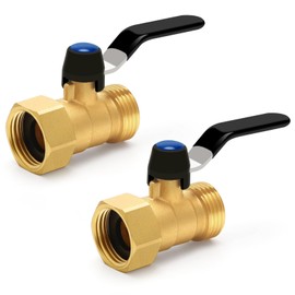 Brass Garden Hose Shut Off Valve with Full-Flow Design – Heavy Duty 3/4" GHT Nozzle Connector, 304 Stainless Steel Handle – 2 PC (No Restricted Flow, Corrosion-Resistant)