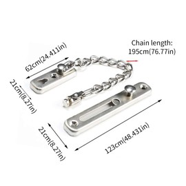 Safety Chain Door Lock Heavy Duty Latch Chain Door Lock with Spring Anti-Theft snap Lock, Stainless Steel Brushed Nickel