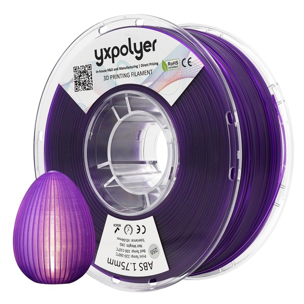 YXPOLYER Clear ABS Filament 3D Printing Filament 1.75mm 1kg, Transparent